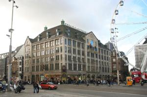 a close up of a busy city street